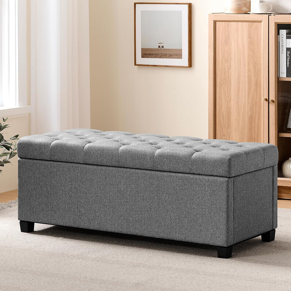 Living&Giving Storage Ottoman Bench for Bedroom, 47.2", Grey | 47.2-...