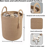 XUANGUO Rope Laundry Basket Laundry Hamper for Clothes Jute | Baby Nursery Hamper Bin and Woven Storage Basket for Living Room Bedroom Boho Tall Rope Baskets Blankets Toys Pillows Towels