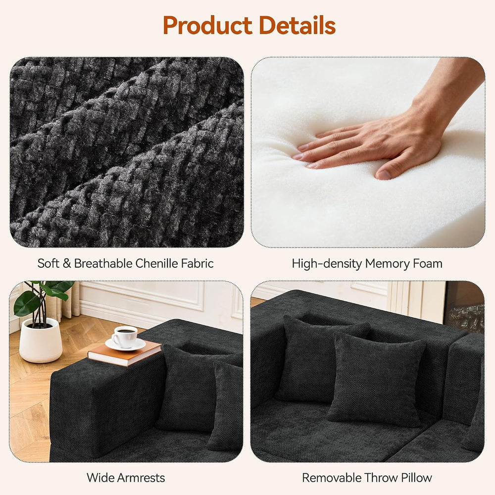 MONVANE Modular Sectional Sofa, Oversized 8 Seat Convertible U Shaped Couch w...