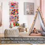 Girly Pink Hair Accessory Organizer - Holder for Girls' Hair Bows, Clips, Ties & Scrunchies - Foldable Wall Mount Storage Caddy