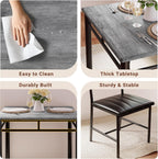 IRONCK Dining Table Set for 2, Small Kitchen Table with Upholstered Chairs for Kitchen & Dining Room, Compact Dining Set for Small Spaces, Gray