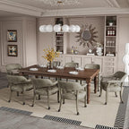 LEEMTORIG Large Dining Chairs with Casters and Arms, Rolling Dining Chairs with Wheels, Solid Wood Boss Caption's Chairs Office Desk Chairs, 26" D x25.2 W x 31.5" H, Soft Light Grey PU SY-1318-UA