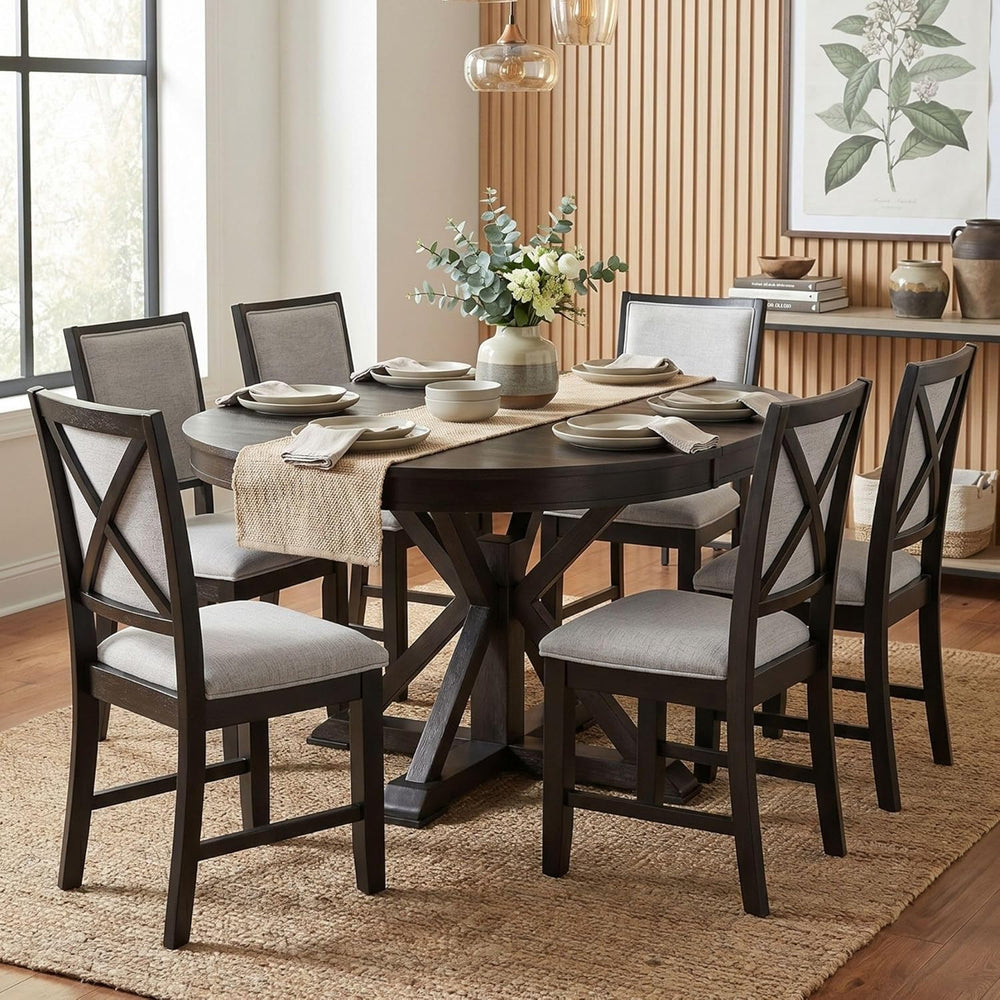 42"-54" Extendable Dining Table for 4-6 People Farmhouse Round/Oval...