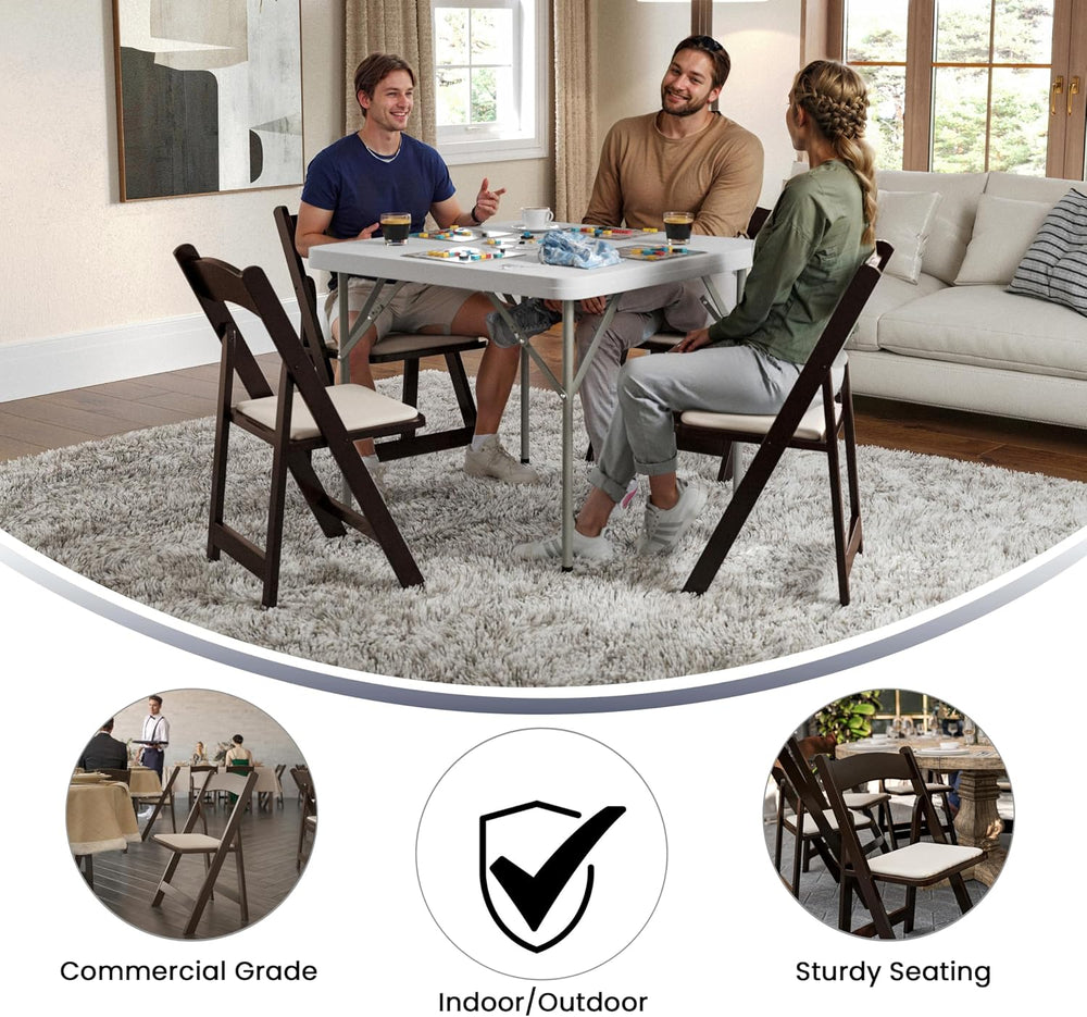 Flash Furniture Hercules Wood Folding Chair with Vinyl Padded Seat, 2-Pack