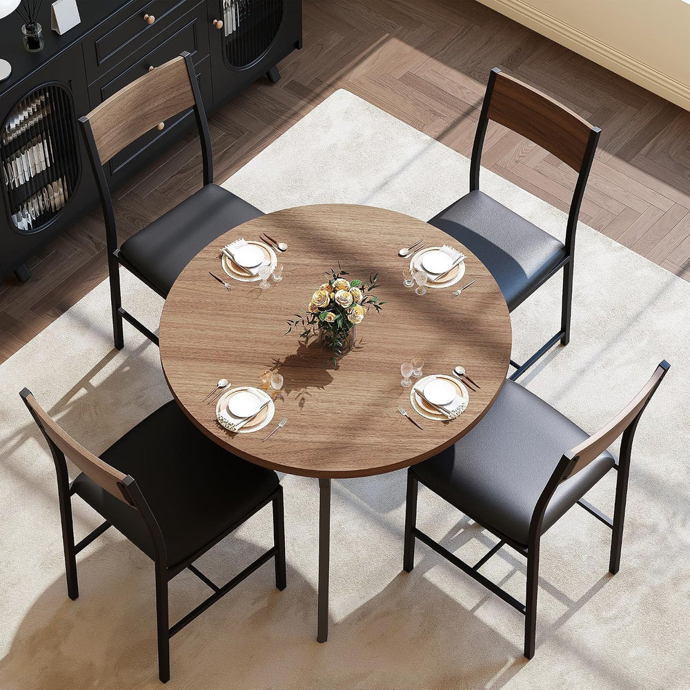 Pamapic Round Dining Table Set for 4, Kitchen Table and Chairs for 4, Dining ...