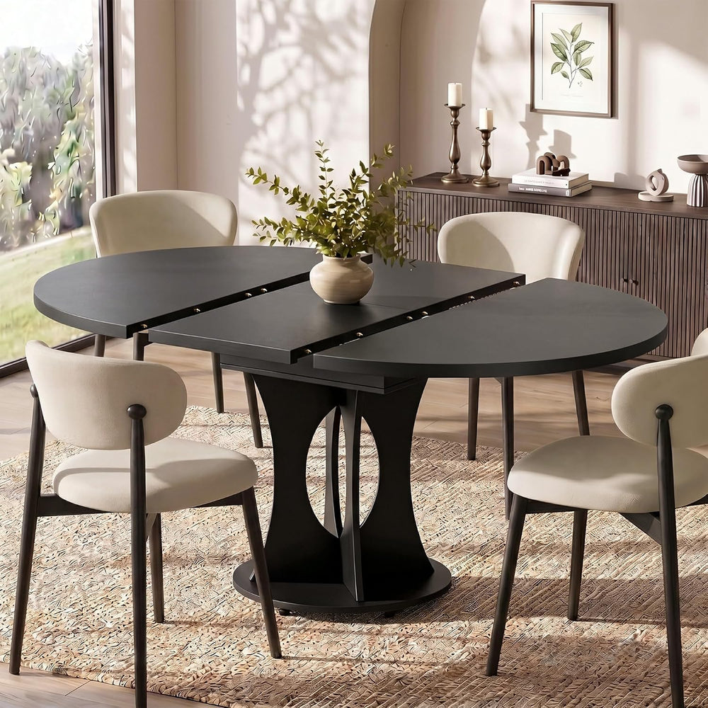 Einhomn 43-59" Extendable Round Dining Table, Kitchen Table for 4-8, Far...