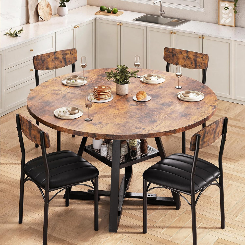 Dining Table Set for 4,Kitchen Table and Chairs for 4, Round Dining Room Tabl...