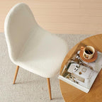 Dining Kitchen Chairs Set of 4, Modern Upholstered Living Room Chairs White Comfortable Teddy Fabric Bedroom Chairs, Space Saving Dining Side Chairs for Apartment, Restaurant