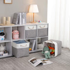 Mangata Fabric Storage Basket, Canvas Cube Storage Boxes 11.8 x 11.8 inch for Cupboards, Shelves, Closet, Grey Whiteï¼ˆ30x30x30cm, 4 Packï¼‰