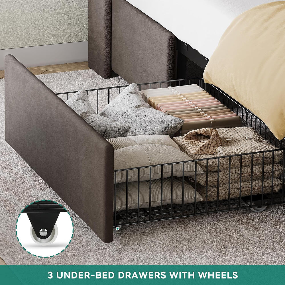 YITAHOME King Size Bed Frame with 3 Storage Drawers and RGB LED Lights