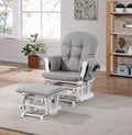 Glider and Ottoman White Wood and Fabric