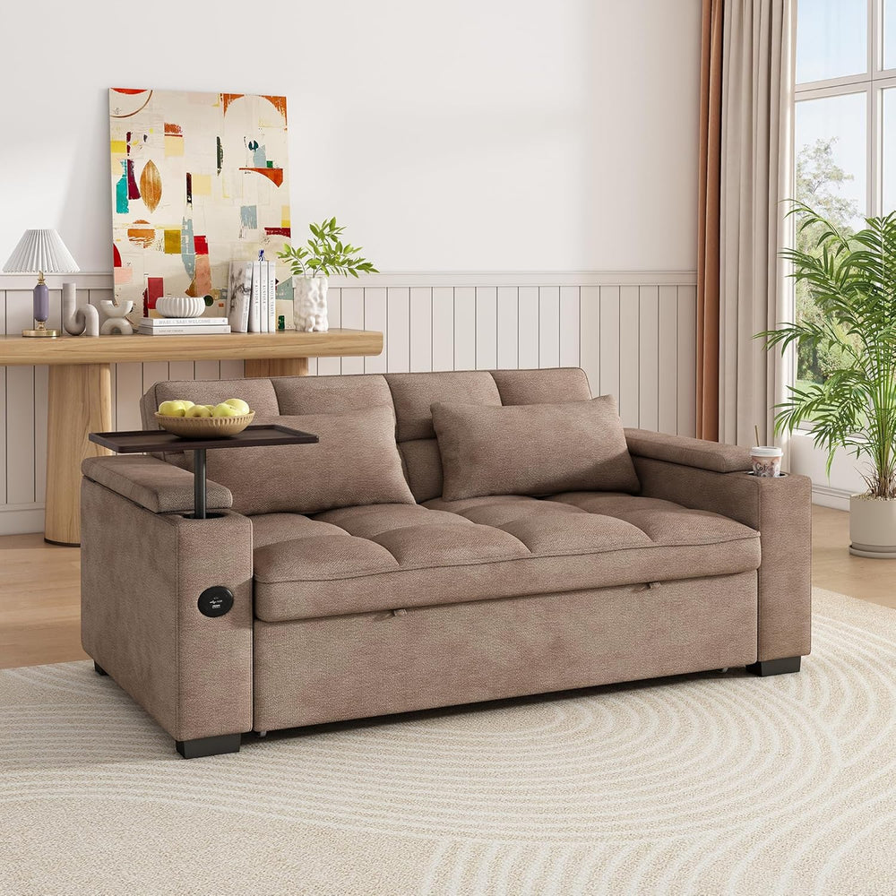 KEIKI 65" 3-in-1 Pull-Out Sofa Bed, Compact Convertible Sleeper Couch wi...