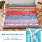 MAXYOYO Mattress Cover for Traditional Japanese Futon Mattress | Futon Floor Mats Cover with Zipper, Super Soft and Machine Washable, Boho Style, Twin