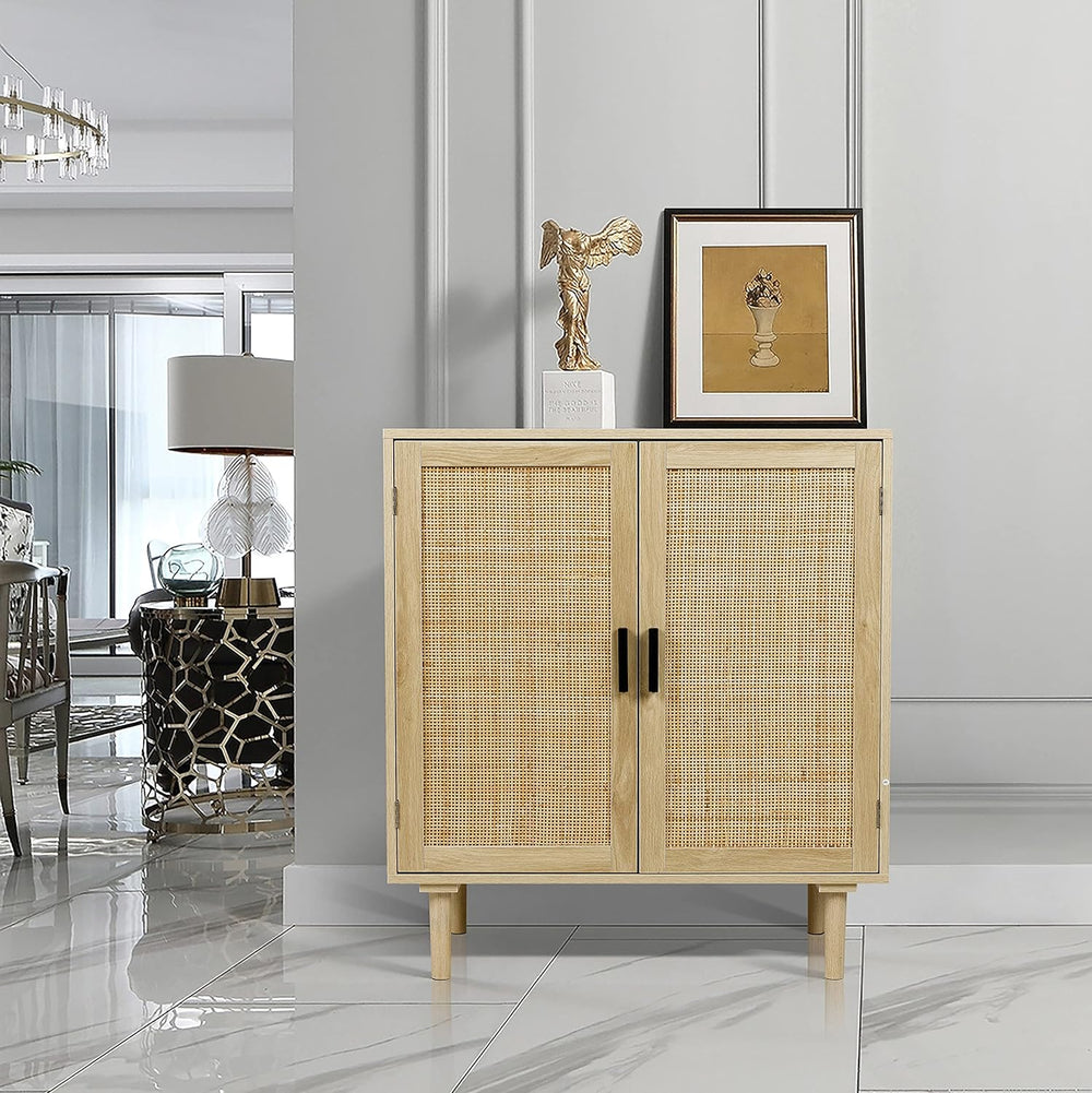 Finnhomy Sideboard Buffet Cabinet, Kitchen Storage Sideboard with Rattan Deco...