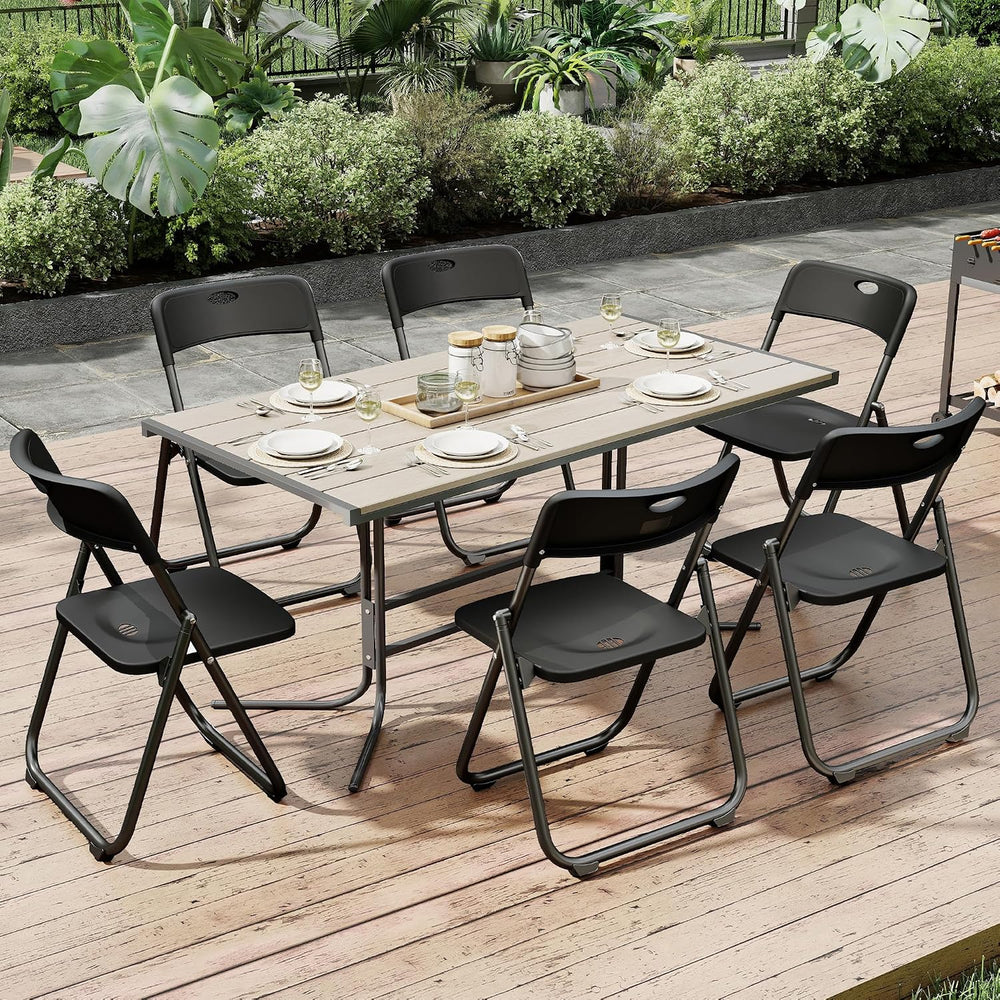 10 Pack Black Plastic Folding Chairs, Lightweight Foldable Chair with 350lbs ...