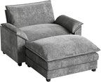 Homall 40" Modular Sectional Sofa, Single Sofa Couch with Reversible Ottoman, DIY Combination Chenille Deep 1-Seat Cloud Couch for Living Room, Apartment (Light Grey, Single Sofa Chair)