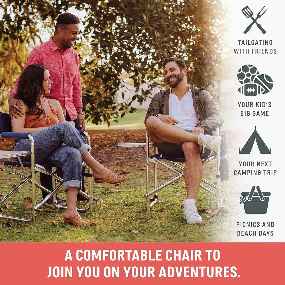 Picnic TIME Sports Chair with Side Table and Armrest Caddy, Lightweight Alumi...