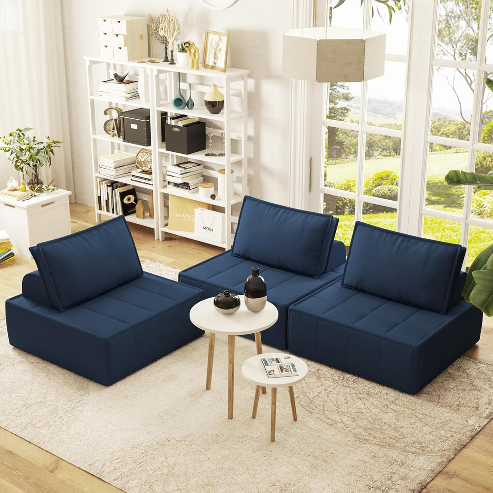 Swbvs 1-Piece Modular Single Couch, Deep Corduroy Lounge Chair with Adjustabl...