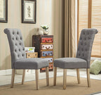 Roundhill Furniture Habit Grey Solid Wood Tufted Parsons Dining Chair (Set of 2), Gray