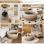 125L Extra Large Blanket Basket, 25" x 16", Jumbo Laundry Woven Cotton Rope Basket with Handles, Baby Toy Storage, Gradual Brown