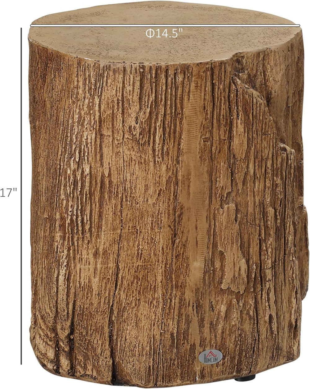 Tree Stump Stool, Decorative Side Table with Round Tabletop, Concrete End Tab...