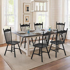 LUE BONA Black Dining Chairs Set of 2, Windsor Wooden Dining Chair with Thickened Backrest, Morden and Mid Century Kitchen Chairs for Dining Room Farmhouse, Weight Capacity 350 lbs