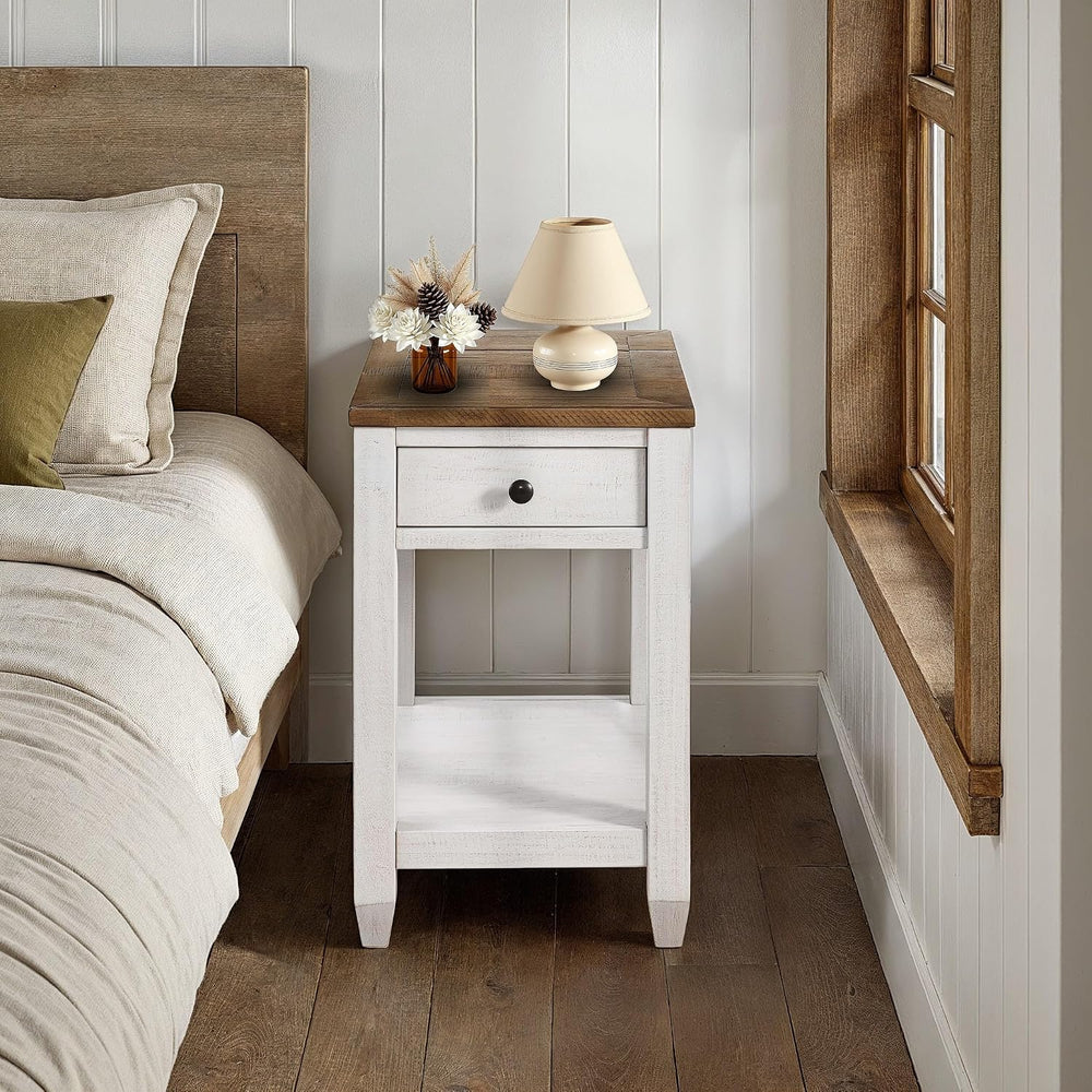 Martin Svensson Home Napa Farmhouse Chairside End Table with Charging Station...