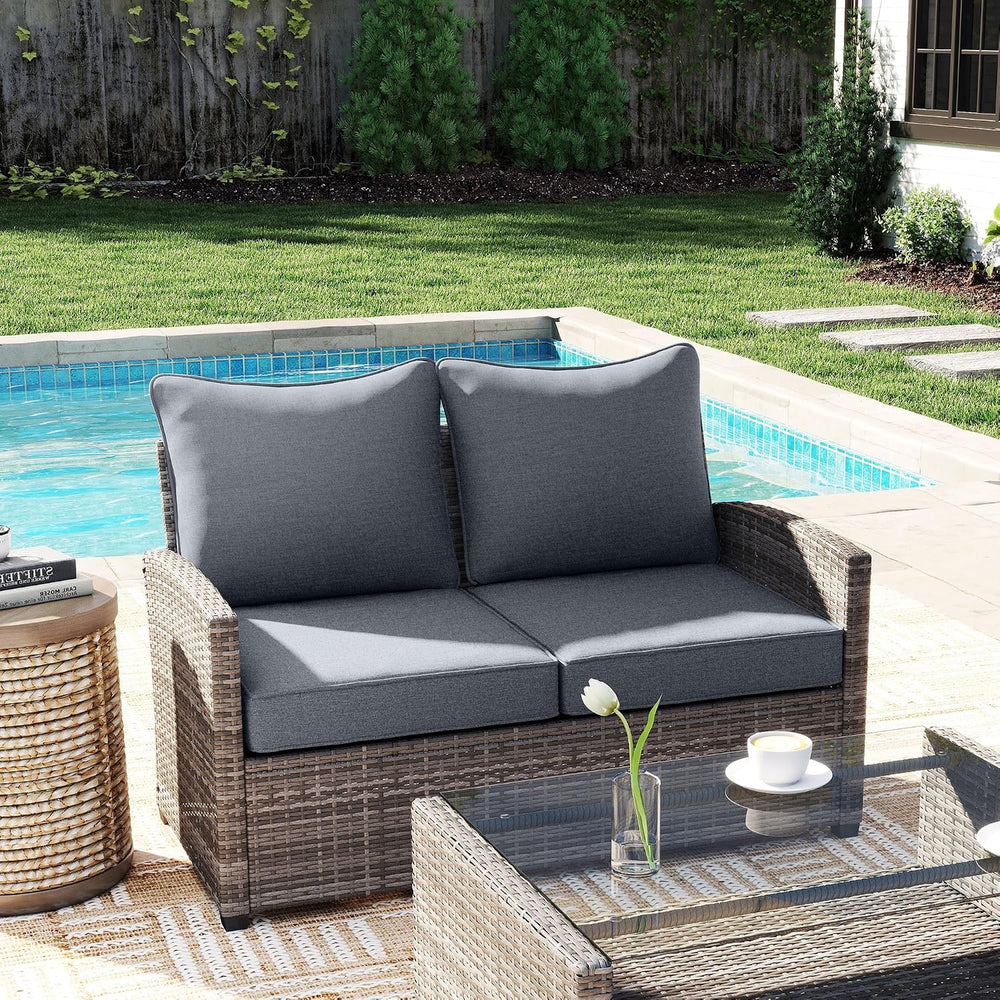 Outsunny Outdoor Chair Cushions Set of 2 Fade Resistant 24x24 in Gray