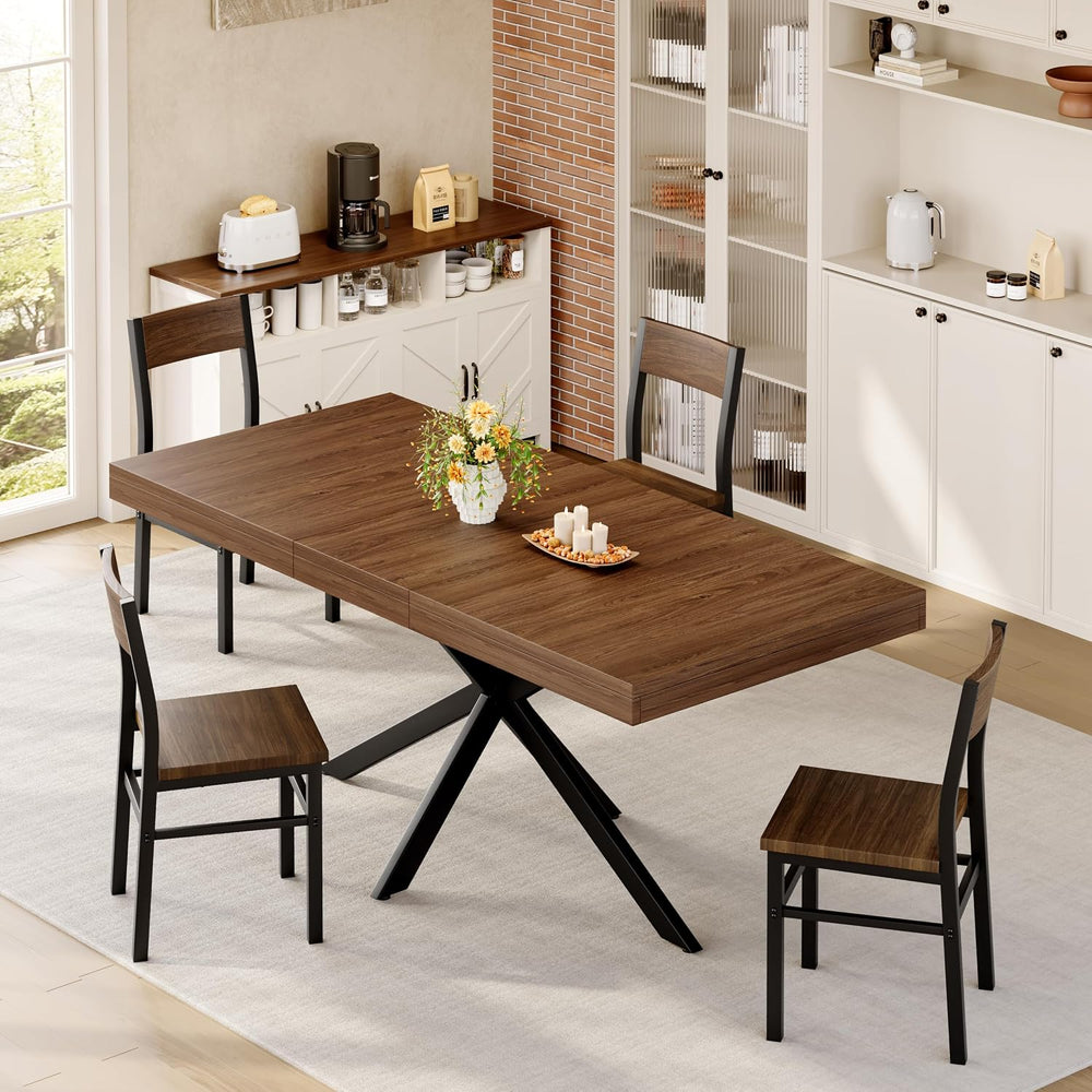 Extendable Dining Room Table for 4-6-8, Large 55''-70.9'' Woo...