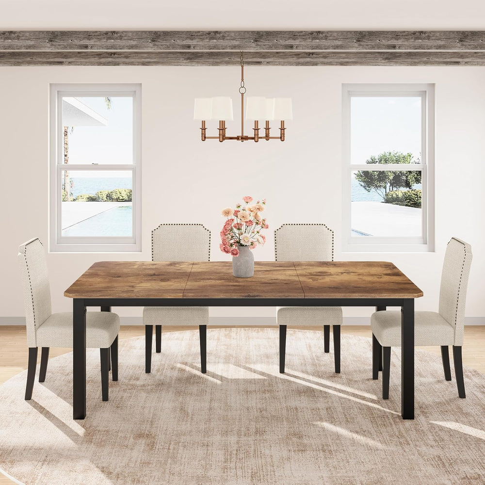 Garvee 78.7″ Dining Table for 8-10 People for Dining Room,Brown(Only Table) |...