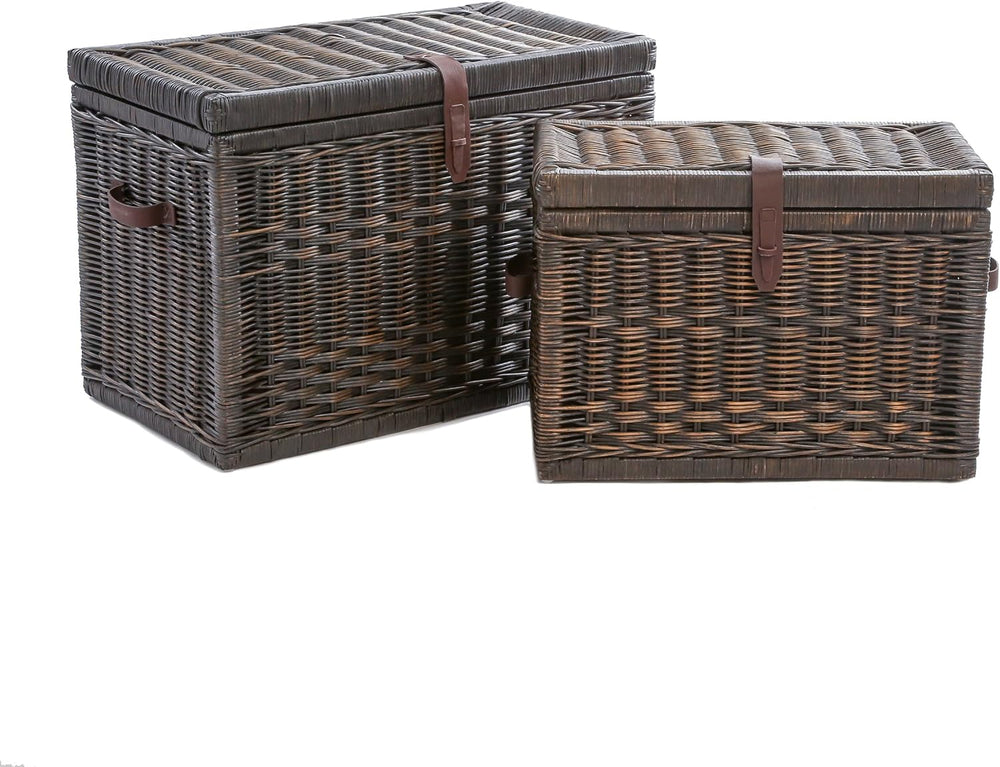 The Basket Lady Wicker Storage Trunk, M, Walnut Brown - fully assembled | Out...