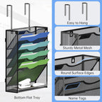 Kuntine.B Wall File Organizer Office Hanging Magazine Holder Wall File Organizer for Office Home (Black, 6 Tier & Hangers)