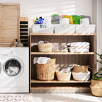 Sorbus Set of 3 Large Woven Storage Baskets – Mesh Hand-Woven Baskets for Organizing, Fabric Storage Bins for Linen Closet Organizer, Storage Baskets for Shelves and Home Organization (White)