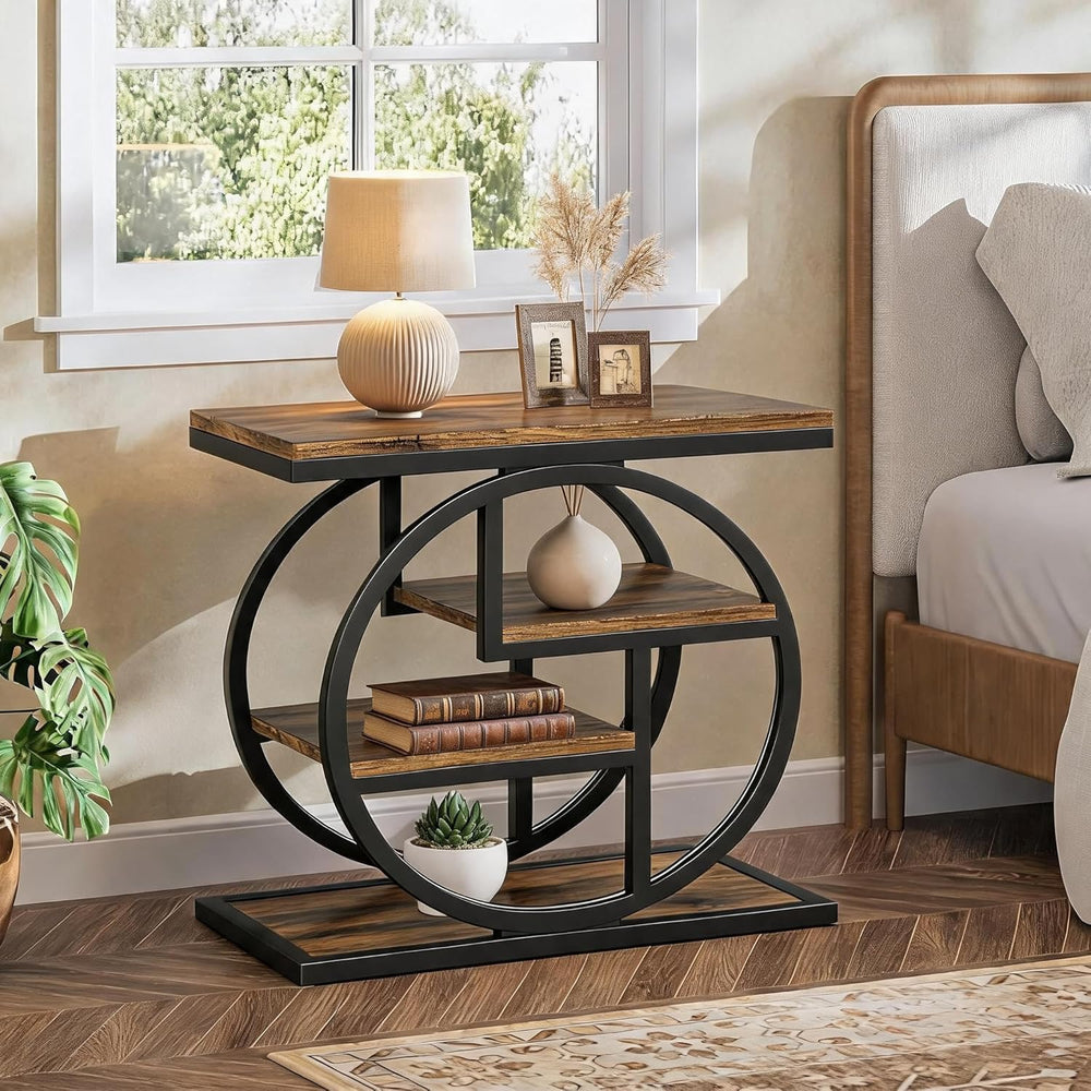 Tribesigns End Table for Living Room, Wooden Narrow Side Table with Storage S...