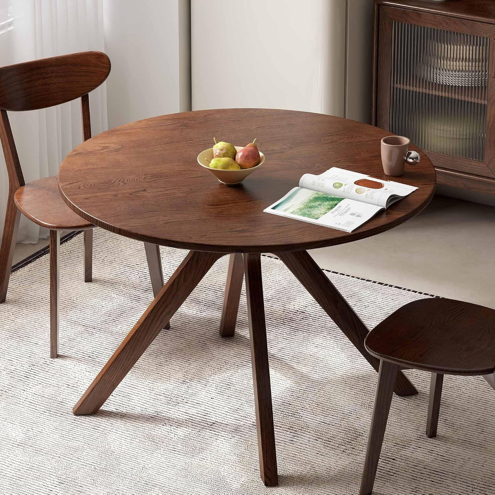 YESWOOD 43.3’’ Round Dining Table for 4, Solid Wood Oak Kitchen Table with In...