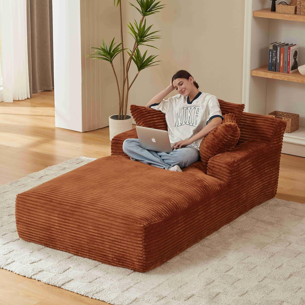 Tmsan Oversized Chaise Lounge Chair Indoor, 78.7" Extra Deep Floor Cordu...