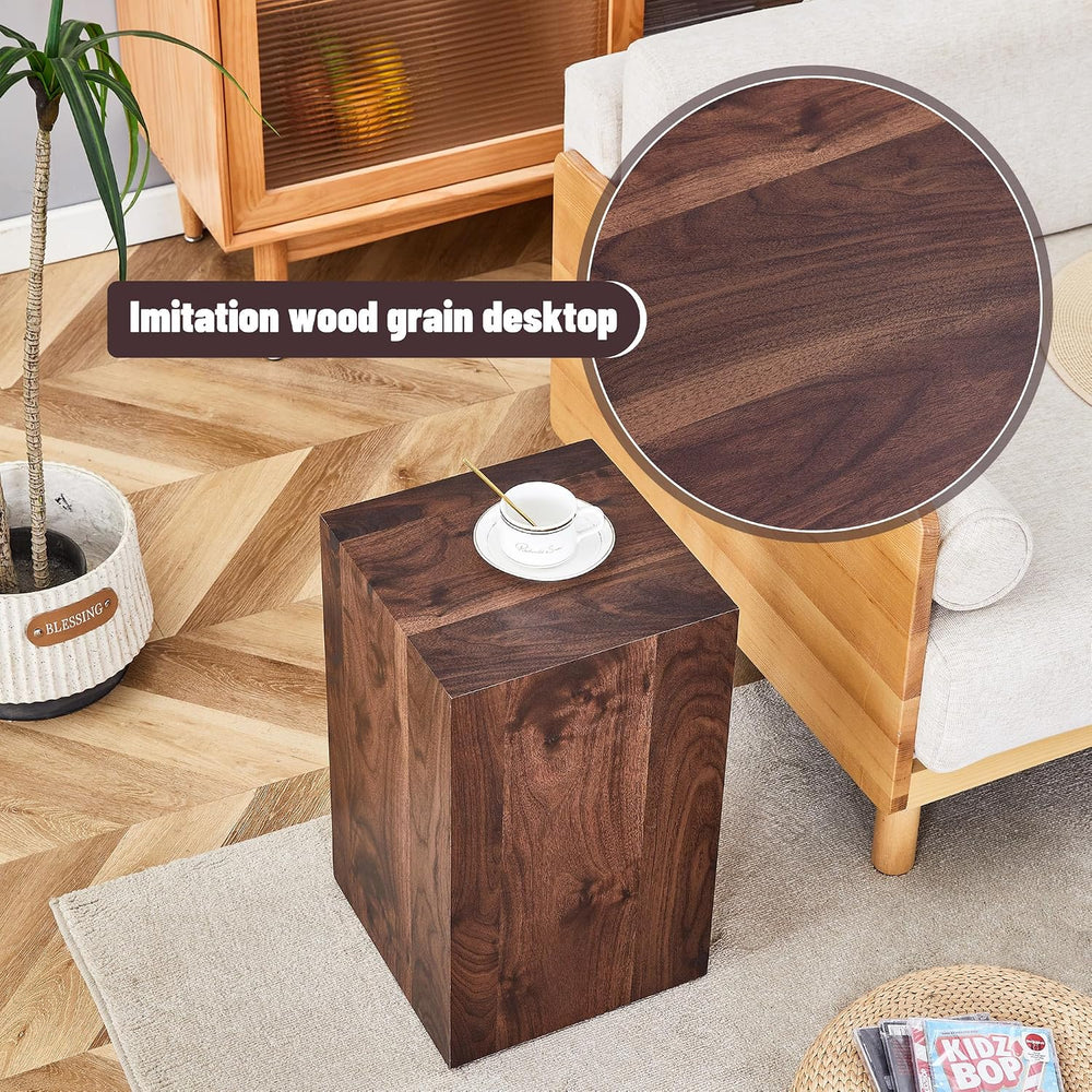 Modern Walnut Wooden End Table for Living Room, MDF Construction Square Sofa ...