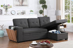 Devion Furniture Garisa 4-in-1 Convertible L Shaped Couch with Pull Out Bed and Storage, Sectional Sleeper Sofa with Reversible Chaise for Living Room, Apartment, Bedroom, Office