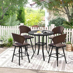 VICLLAX Patio Bar Height Table, Outdoor Round Bar Table with Umbrella Hole for Balcony, Porch, Deck, 37" Black