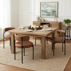 Faux Leather Dining Chairs Set of 4, Mid Century Modern Dining Room Chairs with Barrel Backrest, Upholstered Brown Kitchen Chairs for Dining Room, Restaurant