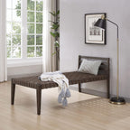 Ball & Cast Mid Century Daybed Faux Leather Woven Chaise Lounge Weave Leather Bench, 58 Inch Dark Brown