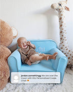 Delta Children Personalized Cozee Chair – Customize with Name – Foam Kids Chair for Ages 18 Months and Up, Dark Grey