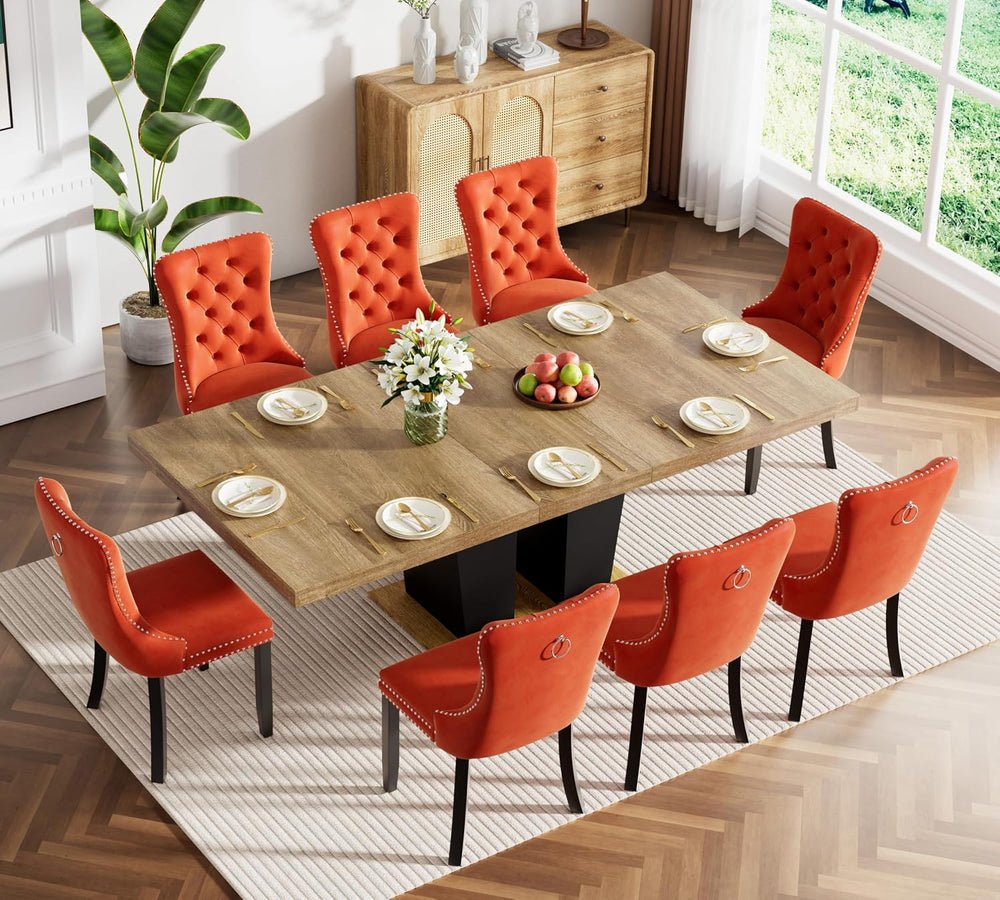 63"-79" Extendable Dining Room Table Set for 8, Farmhouse Kitchen T...