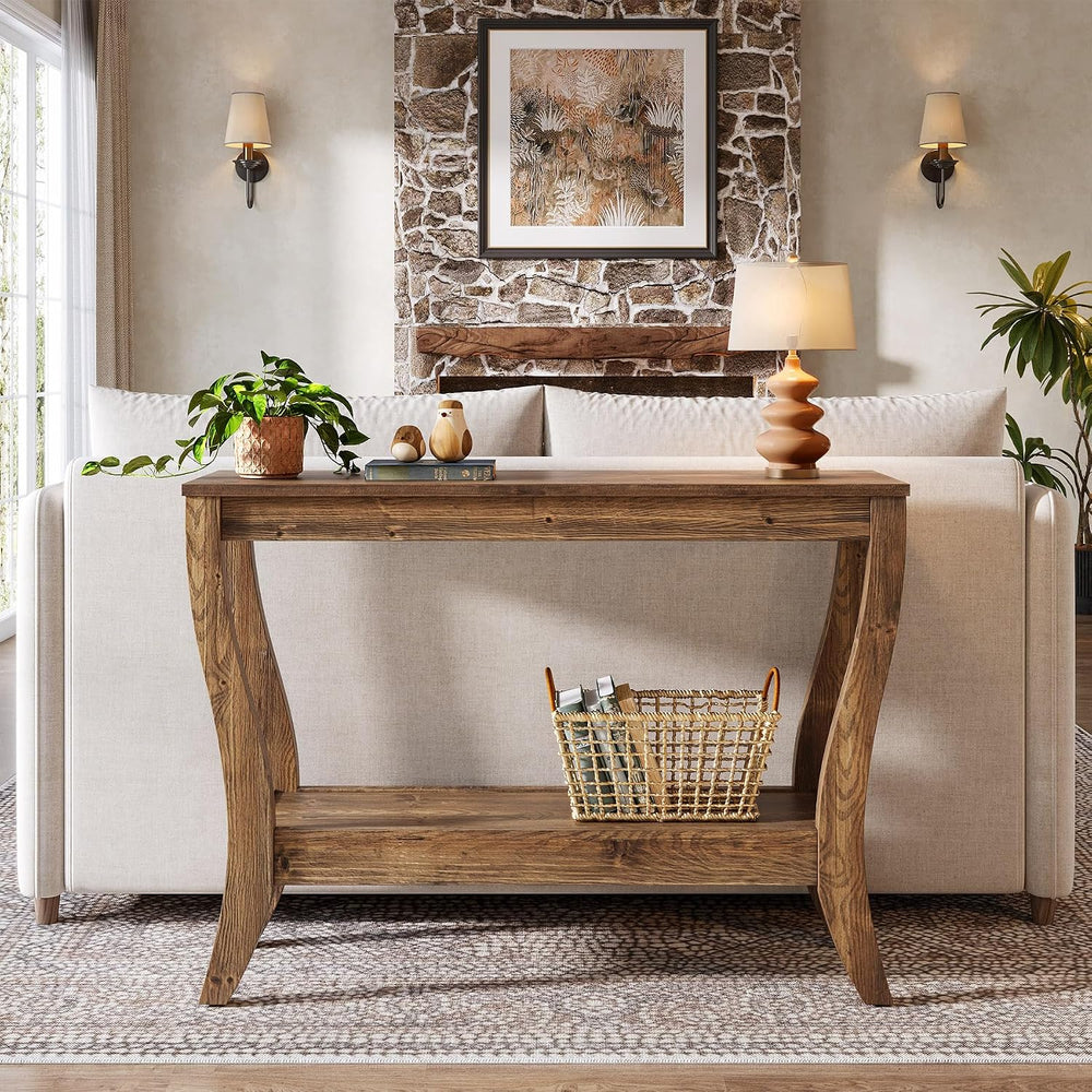 Solid Wood Console Table for Entryway, 41.3-Inch Farmhouse Sofa Table with St...