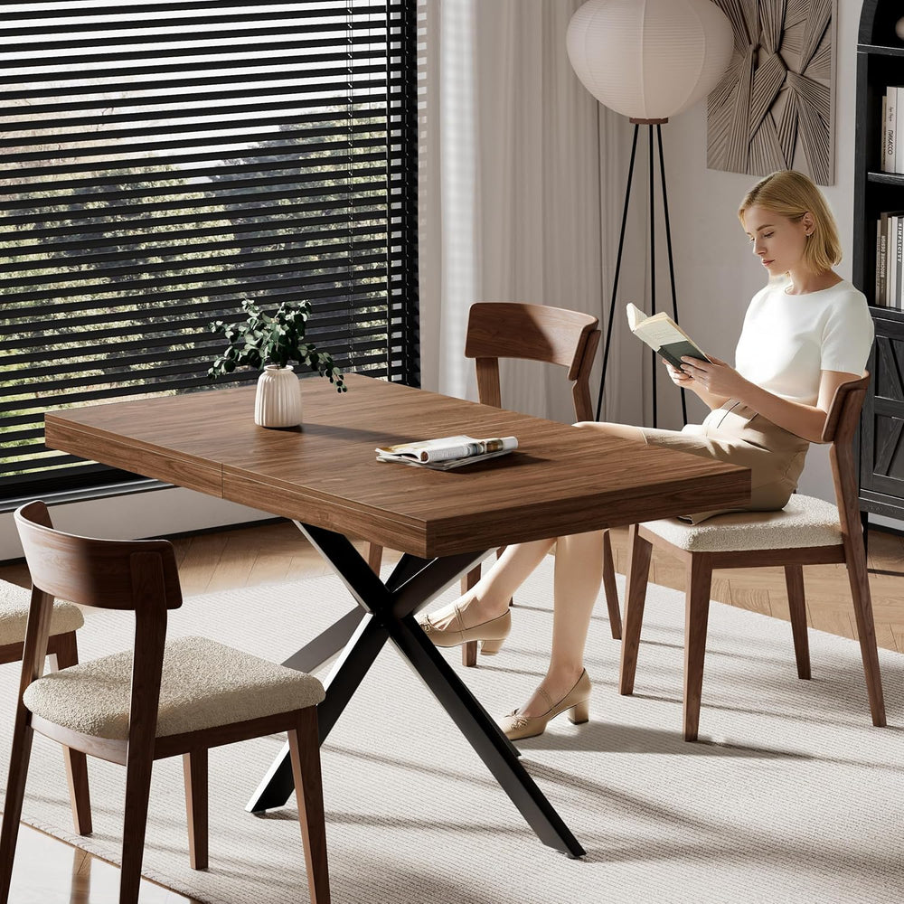 MECHYIN Extendable Dining Room Table for 4 6 8, 55"-70.9" Large Rec...