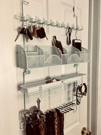Men’s Over the Door/Wall Hanging Closet Tie and Belt Organizer Rack # 9300 in White 43 Hooks for Men’s Organization Patented