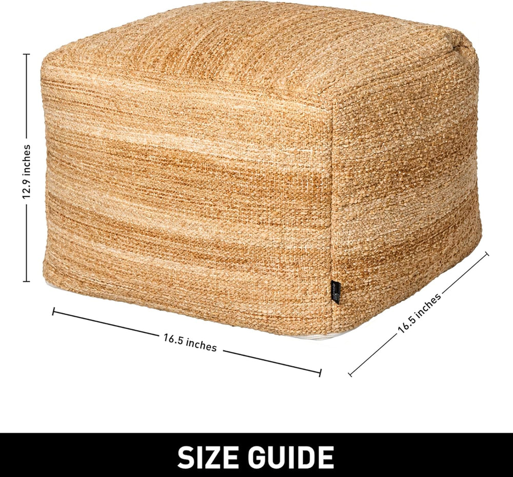 Chardin home Unstuffed Pouf Ottoman Cover, Beige, 16.5x16.5x12.9 Inches | DIY...