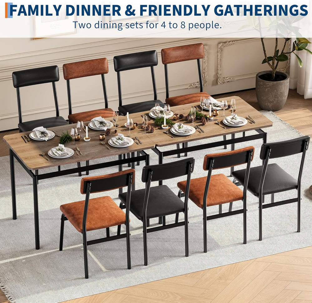 Takywep Dining Table Set for 4 – Wooden Kitchen Table with 4 PU Upholstered C...