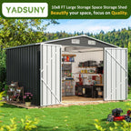 8x10 FT Outdoor Storage Shed, Metal Garden Tool Shed with Updated Frame Structure and Lockable Doors, Ideal for Backyard Garden Patio Lawn, Grey