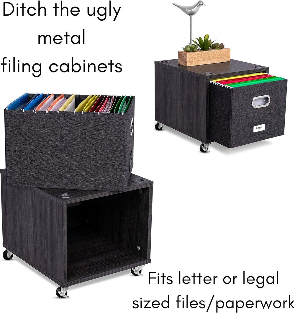 BIRDROCK HOME Rolling File Cabinet – Decorative Storage Shelf w/Removable Bin...